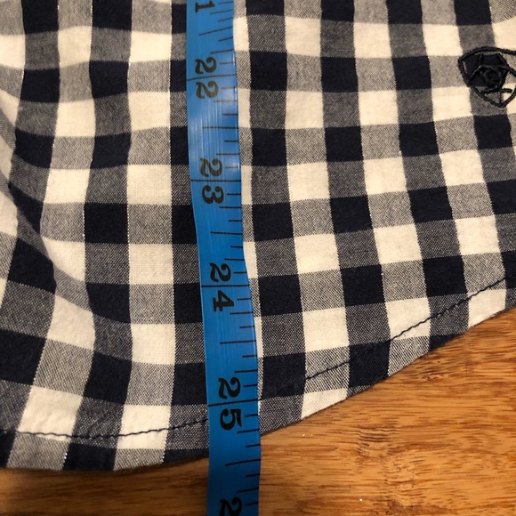 Ariat western style dark blue white checkered fitted long sleeve button fron top - Picture 16 of 16